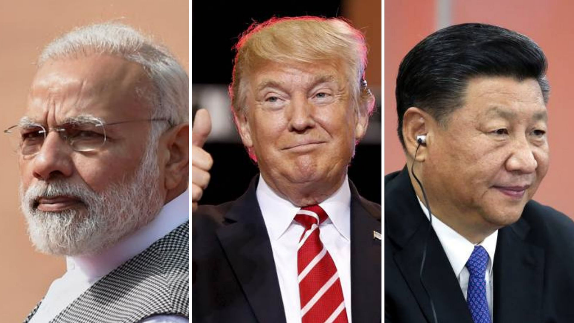 Photo of Narendra Modi, Donald Trump and Xi Jinping)