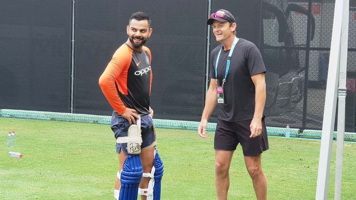 Adam Gilchrist visited Virat Kohli and co during their practice session at the Gabba in Brisbane, Australia.