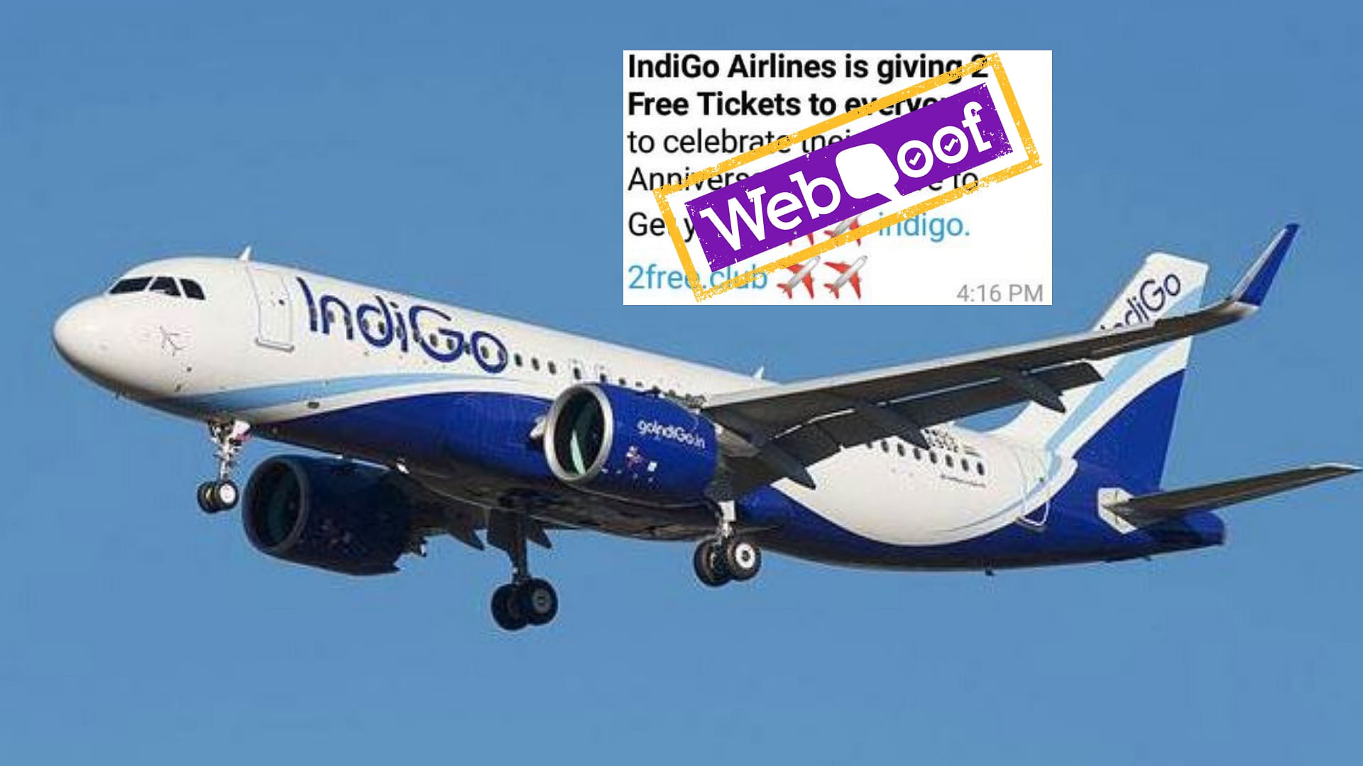 A message claiming IndiGo airlines is giving two free air tickets to “everyone” to celebrate their 12th anniversary is going viral on WhatsApp. 