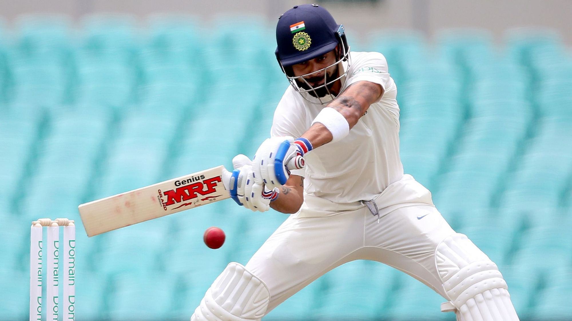 Captain Virat Kohli in action on Day 2 of India’s warm-up game against Cricket Australia XI at Sydney.