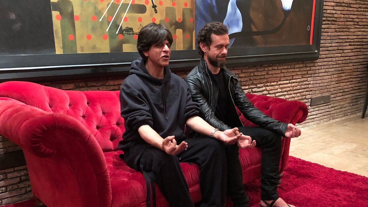 Twitter CEO Jack Dorsey (right) with Shah Rukh Khan (left).