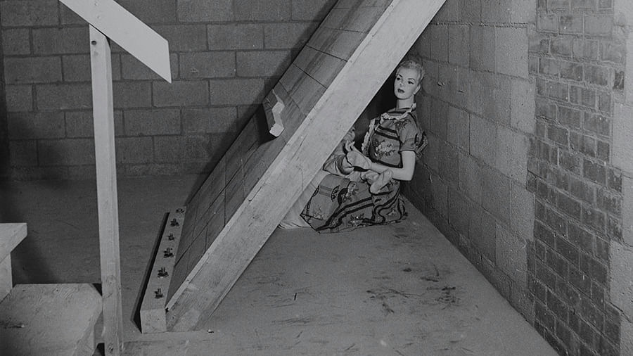 A shielded dummy in a basement for atomic bomb testing in Nevada, March 1953