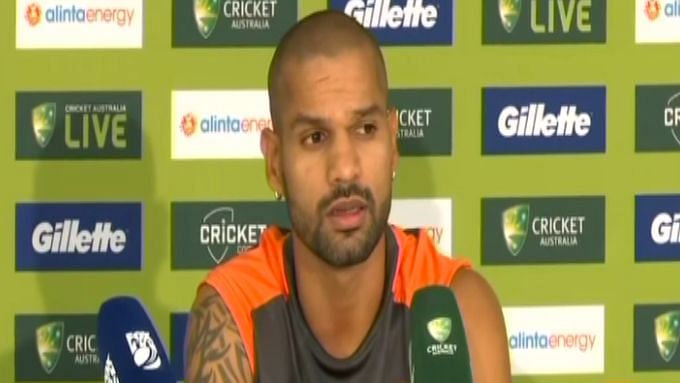 Shikhar Dhawan at the post-match press conference after the first T20I between India and Australia at the Gabba in Brisbane on Wednesday.