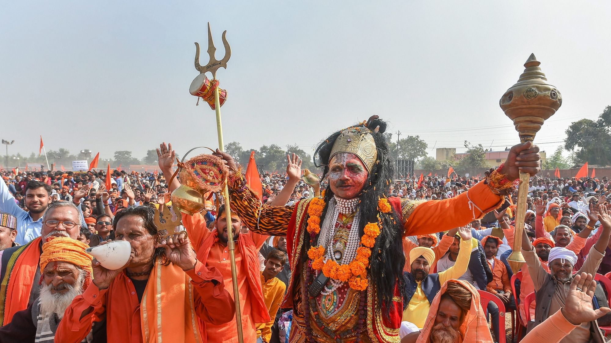  Supporters participate in `Dharam Sabha’, being organised by the Vishwa Hindu Parishad to push for the construction of the Ram temple, in Ayodhya.