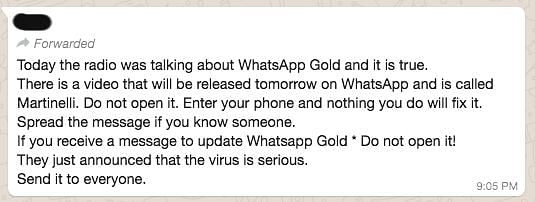 The Martinelli virus doesn’t exist, but ‘WhatsApp Gold’ is malicious. Together, they are hoax.