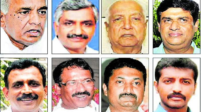 (Top row from left): N S Bose Raju, M D Lakshminarayana, Allum Veerabhadrappa and N Appaji Gowda. (2nd row from left) S Ravi, R B Timmapur, C R Manohar and Raghu Achar.