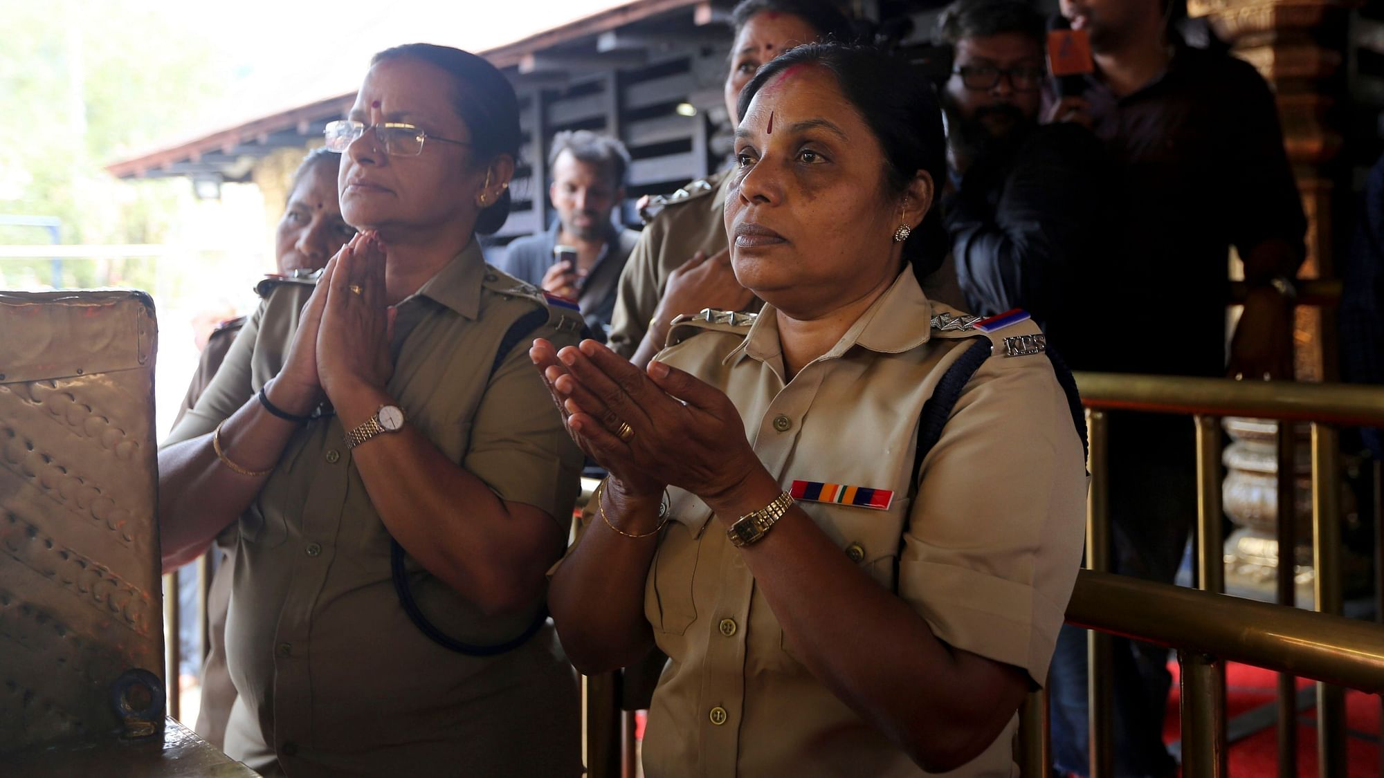Women police personnel deployed at the Sabarimala temple.