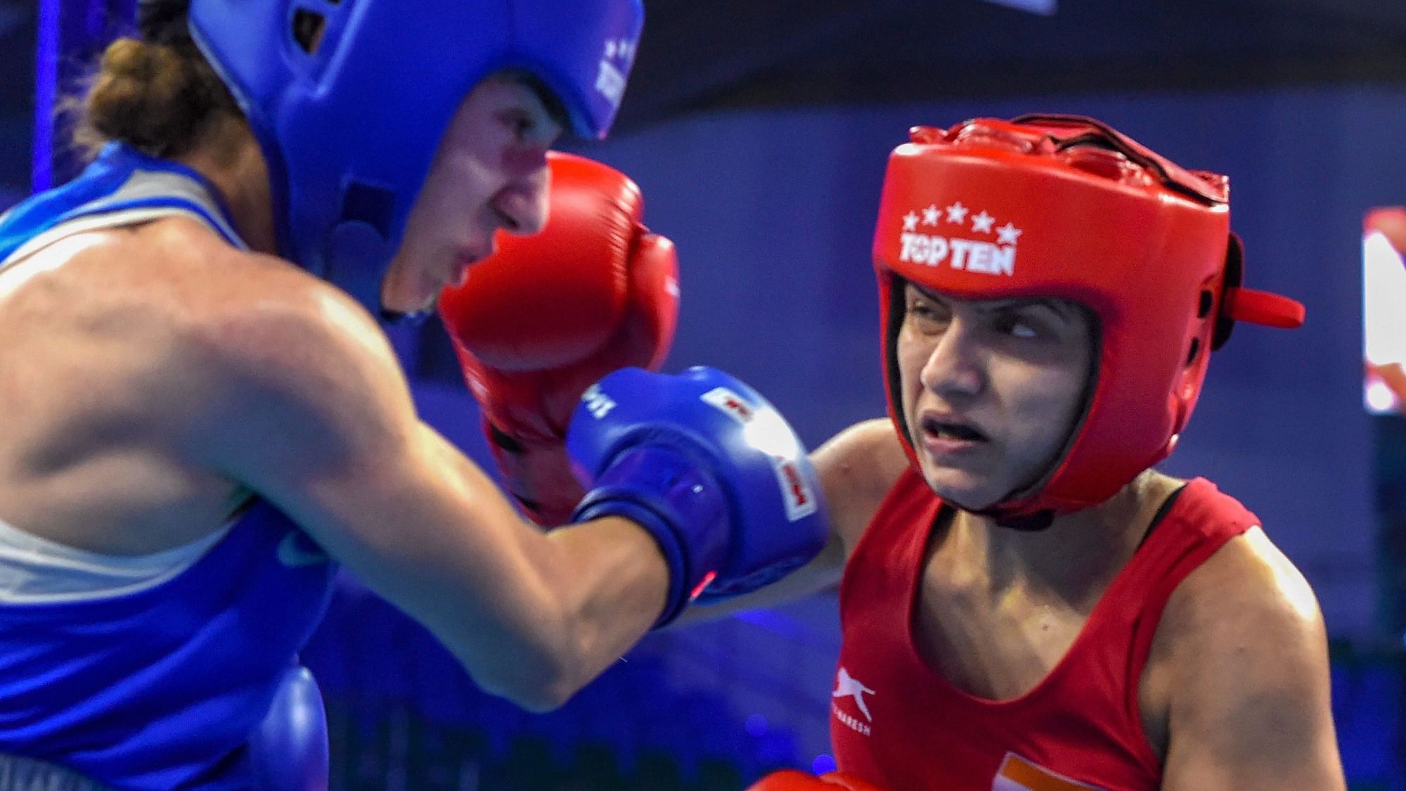 File picture of Pinki Rani durin a World Boxing Championship bout.