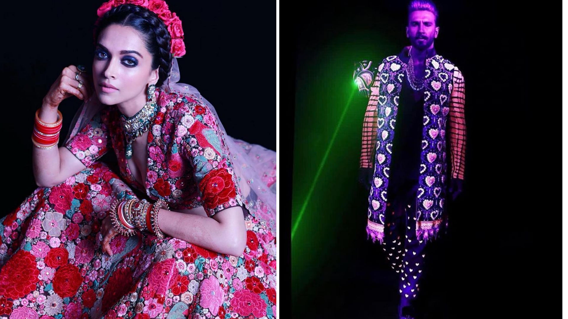 Deepika and Ranveer went for dramatic looks for the first party in Mumbai.