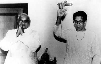 Atal Bihari Vajpayee with Bal Thackeray. (File Photo: IANS)