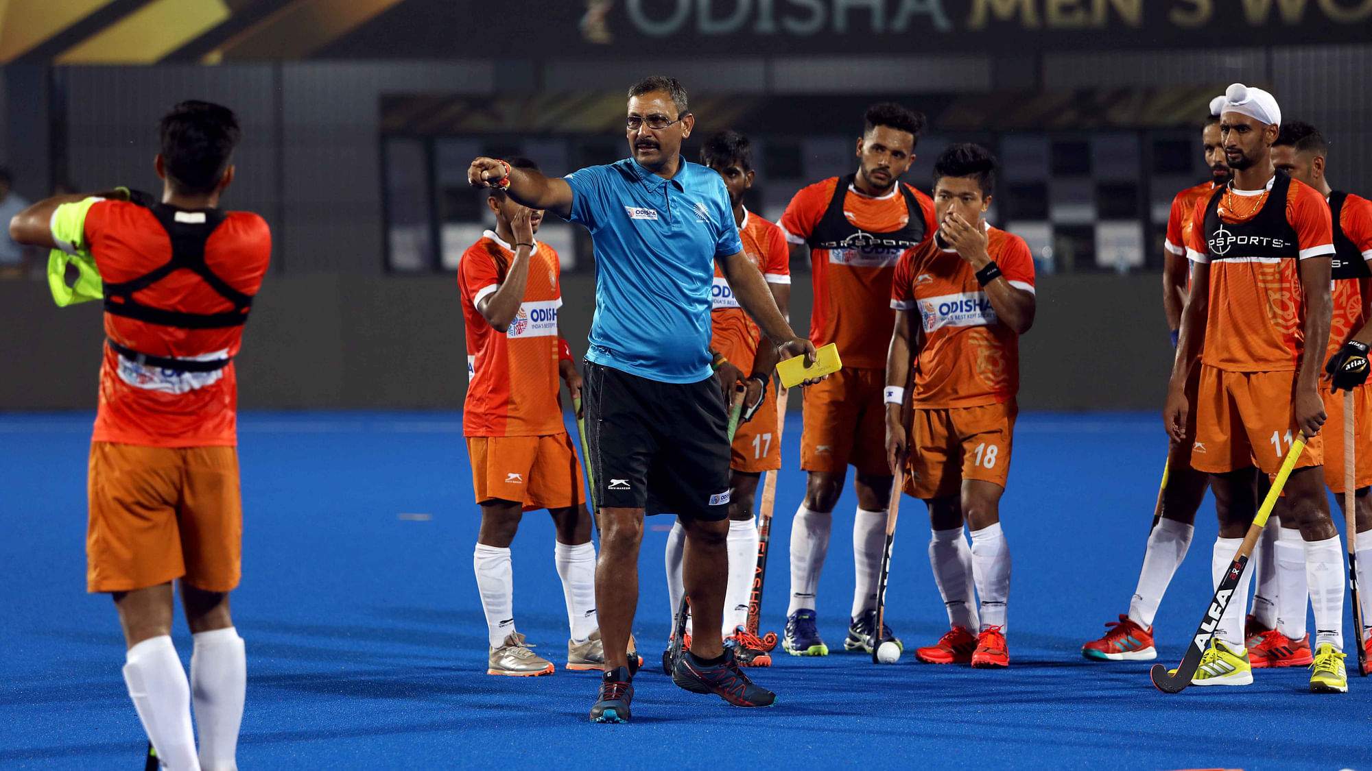 The Indian men’s hockey team at a practice session ahead of the World Cup that starts on 28 November.
