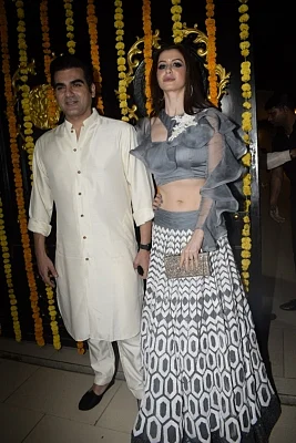 Mumbai: Arbaaz Khan with Giorgia Andriani during a Diwali party hosted by Ekta Kapoor at her residence in Juhu, Mumbai on Nov 6, 2018. (Photo: IANS)