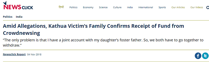 Shehla Rashid Didn’t Pocket Money Collected for Rape Victims’ Kin
