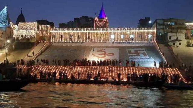 In Varanasi, Dev Diwali is celebrated 15 days after Diwali, on the night of <i>Kaartik</i> <i>purnima</i>.