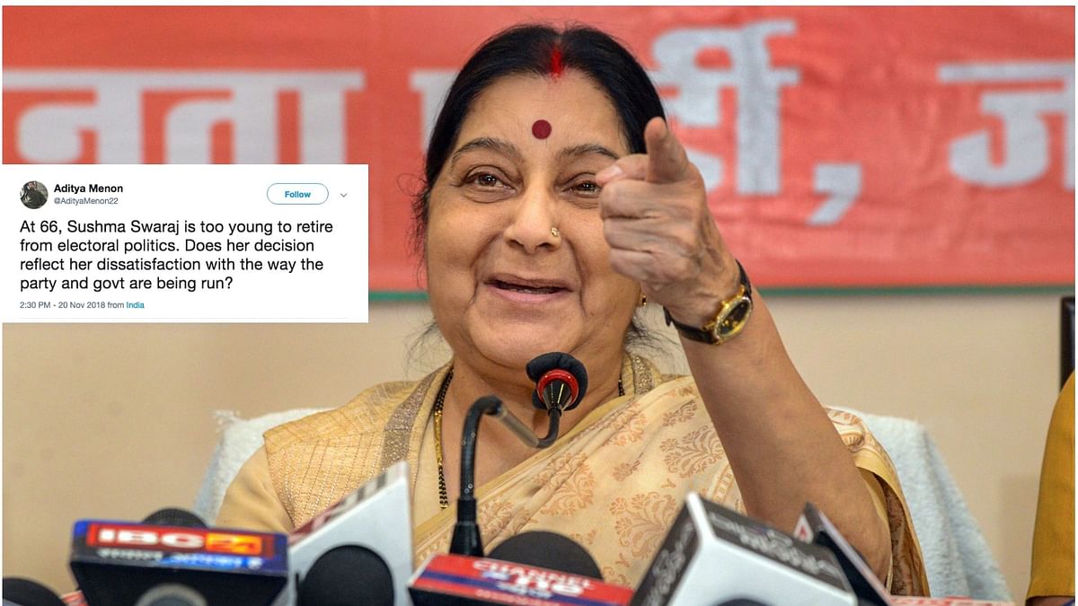 ‘Too Young to Retire’: Twitter on Sushma’s Decision to Not Contest