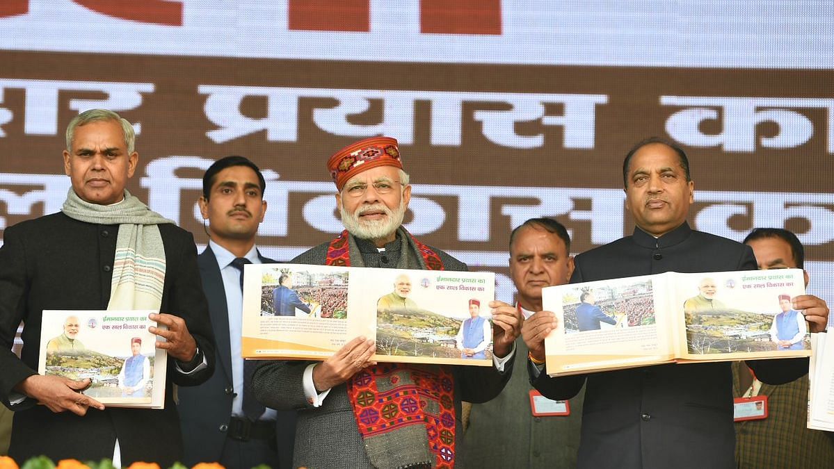 PM Narendra Modi at “Jan Abhaar” rally in Himachal Pradesh’s Dharamshala.