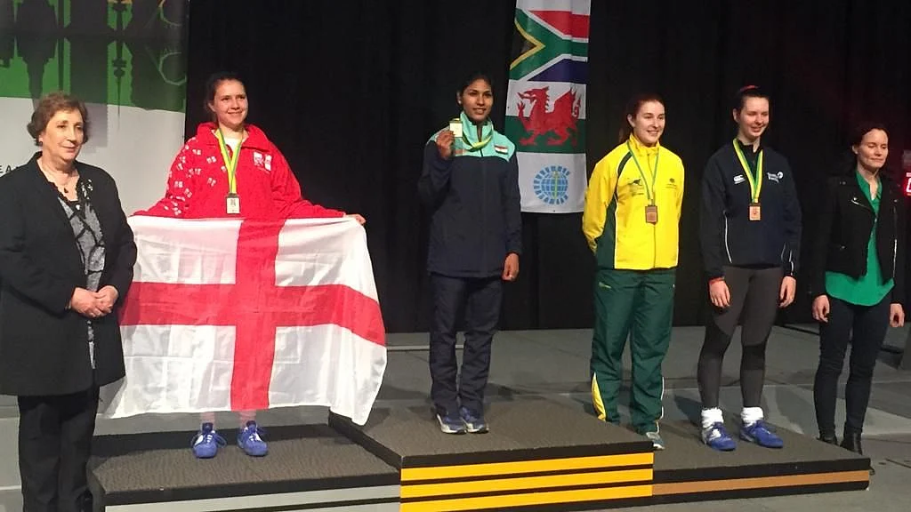 Bhavani (centre) achieved her career best world ranking of 36 last year and became the first Indian to win an international fencing tournament.