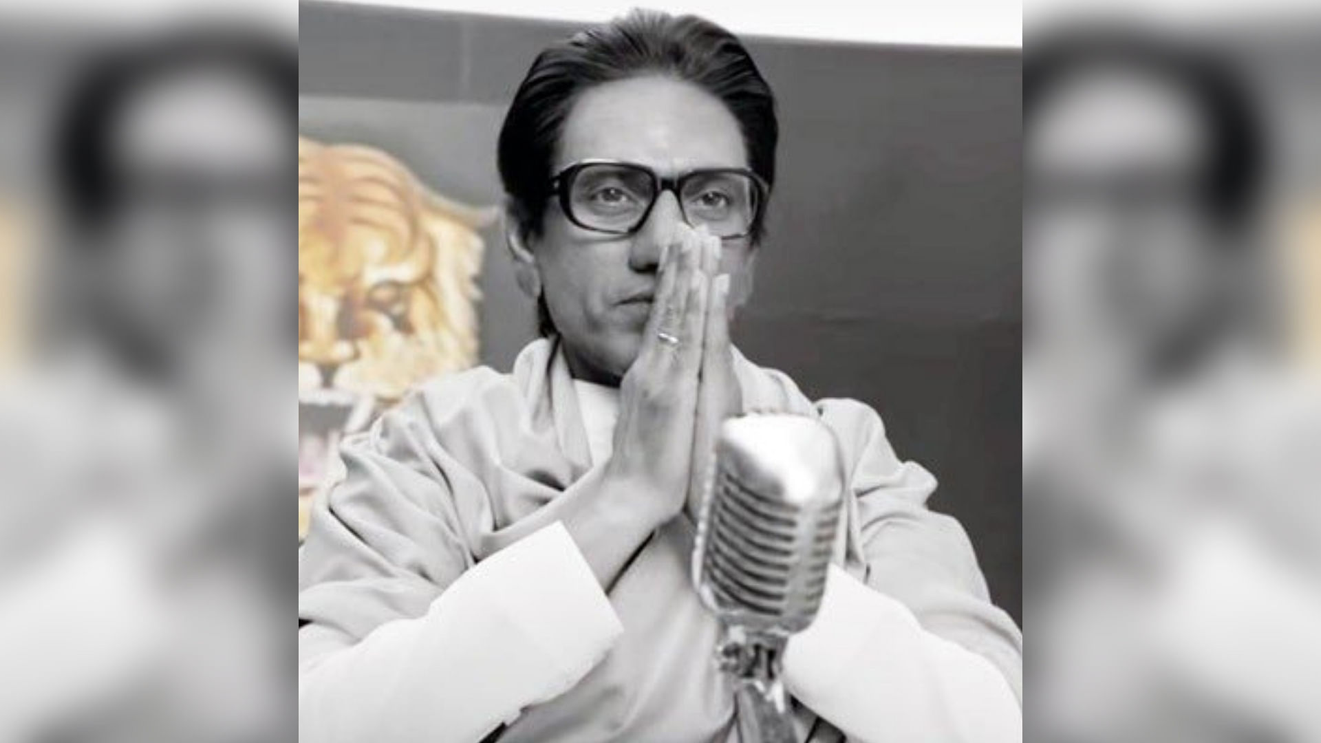 Nawazuddin Siddiqui portrays the late Bal Thackeray in biopic <i>Thackeray</i>.