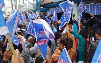 Aizawl: Mizo National Front (MNF) workers celebrate party