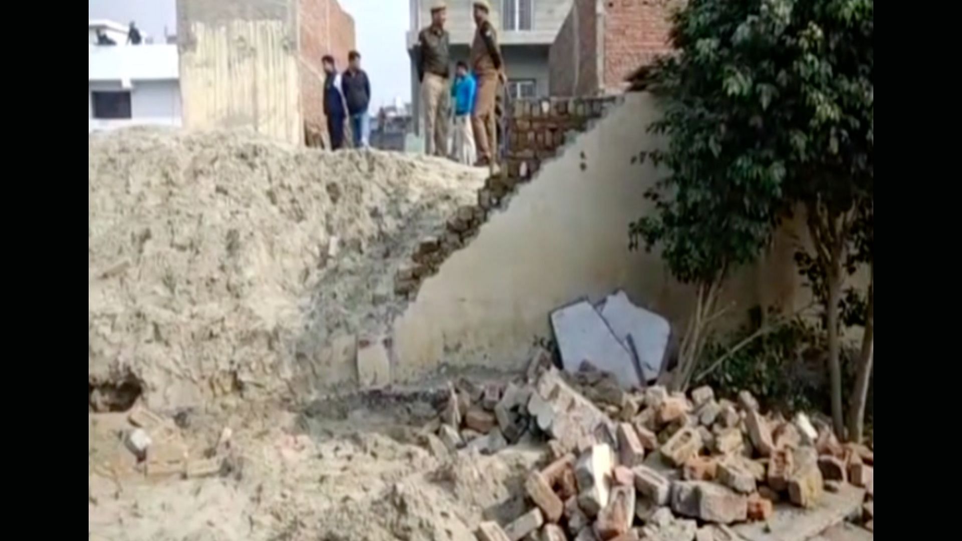 Two children were killed after a school all collapsed in Noida on Monday.