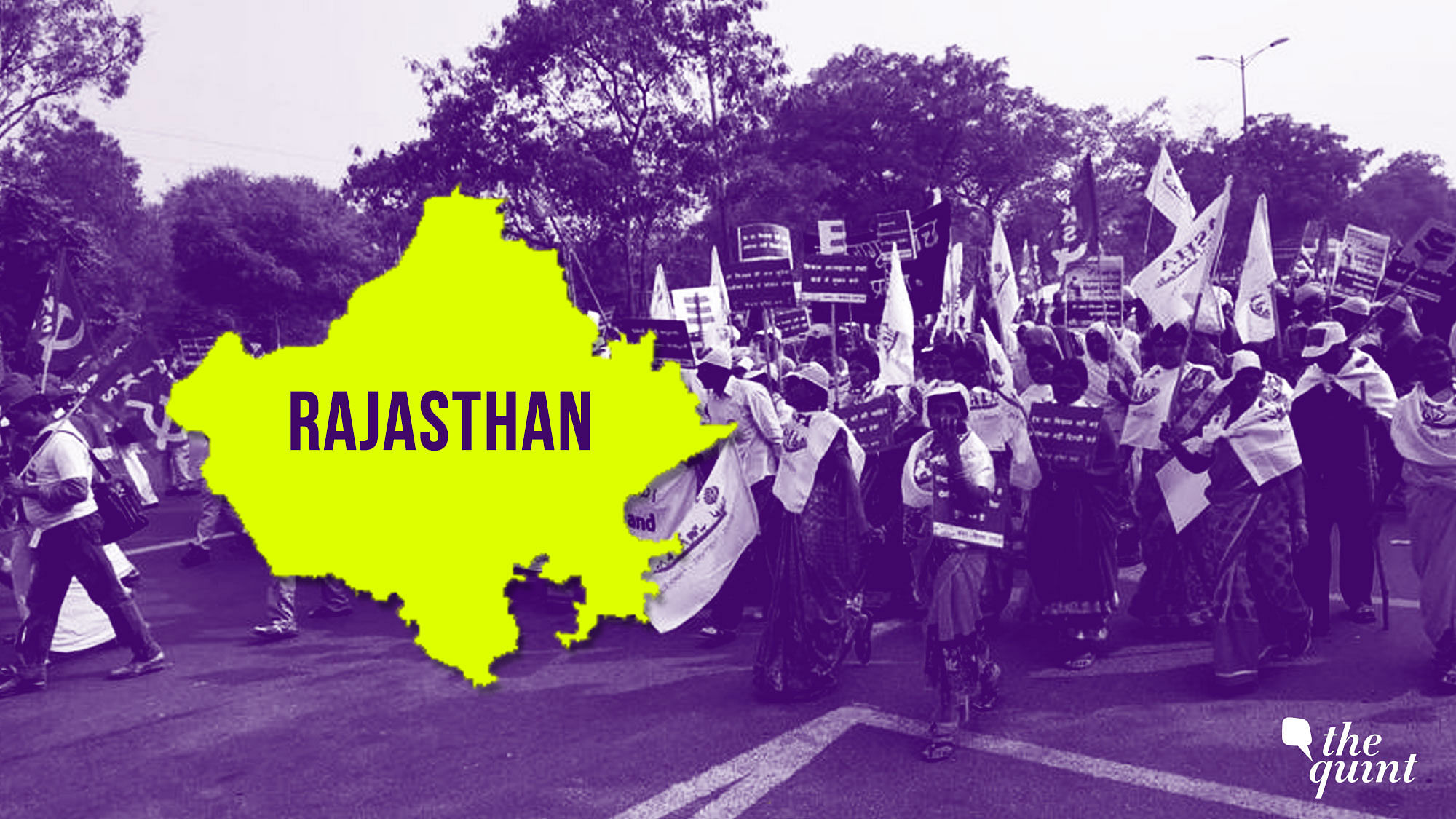Generic image of farmers’ march and the Rajasthan map used for representational purposes only.