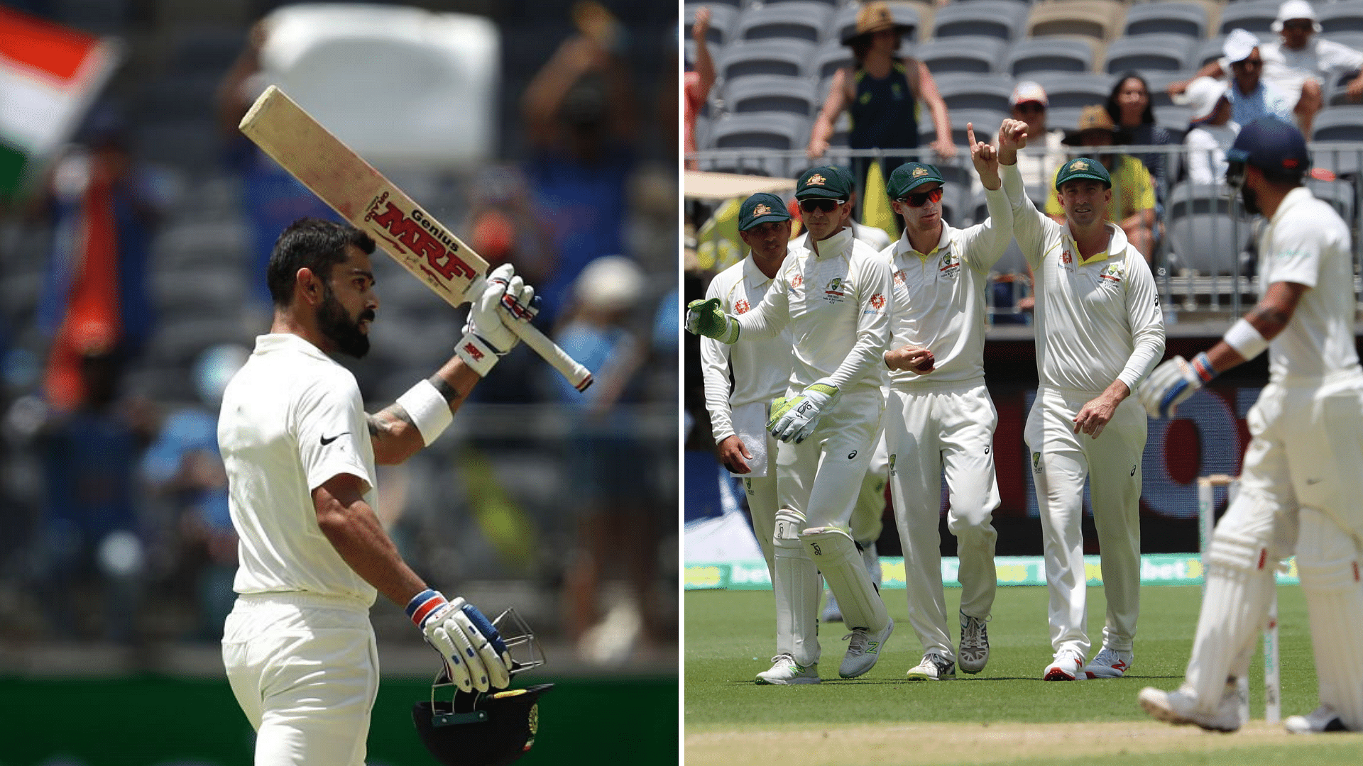 Virat Kohli’s 25th Test hundred ended in controversial fashion through a contentious catch on Day 3 of the Perth Test.