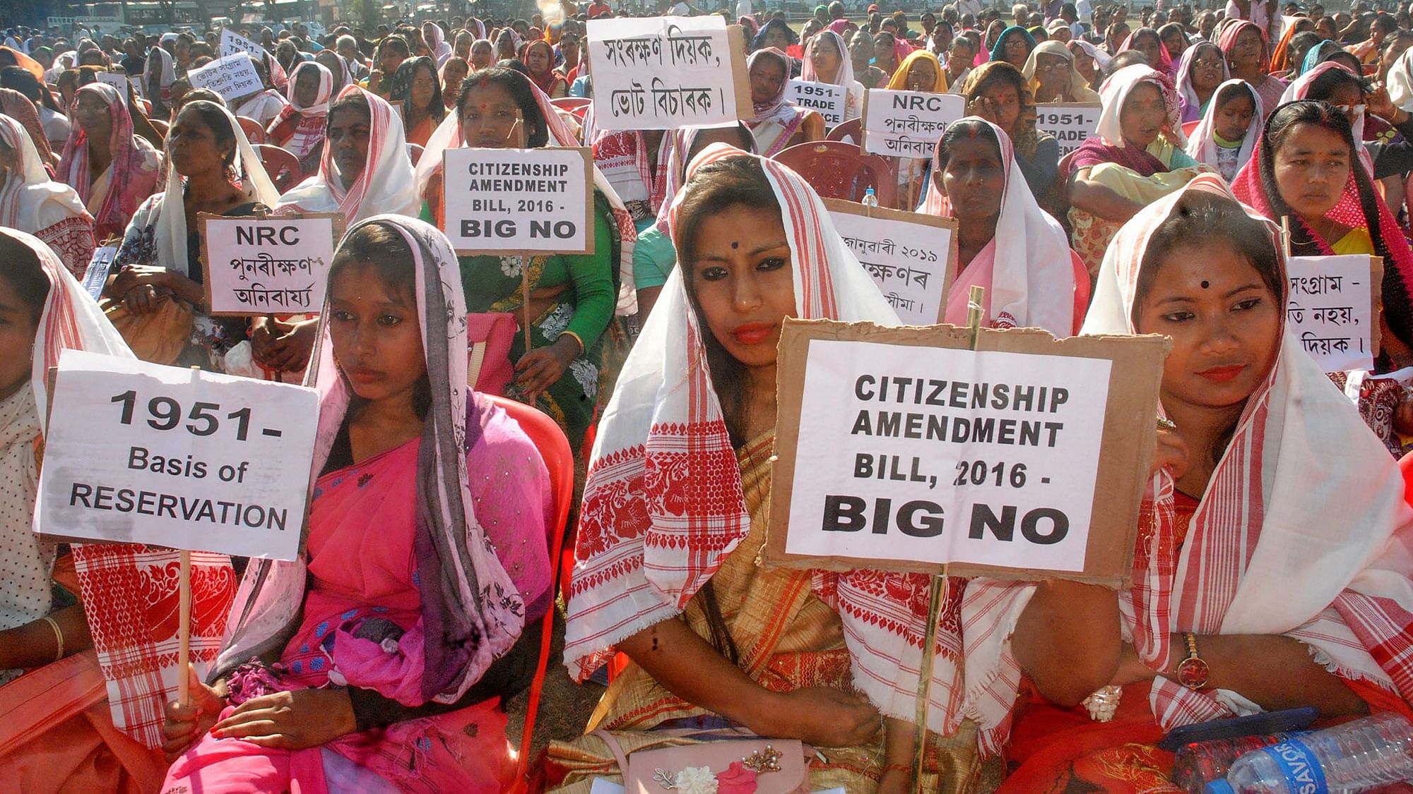 Members of Prabajan Birodhi Manch participate in a protest rally for re-verification of NRC and various other demands, in Guwahati, Saturday, Dec. 8, 2018.