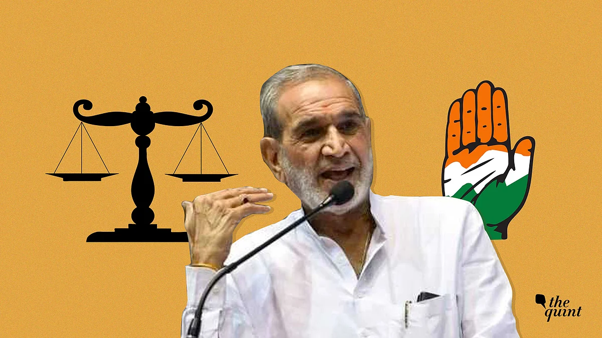 Image of Sajjan Kumar and Congress ‘hand’ symbol used for representational purposes.