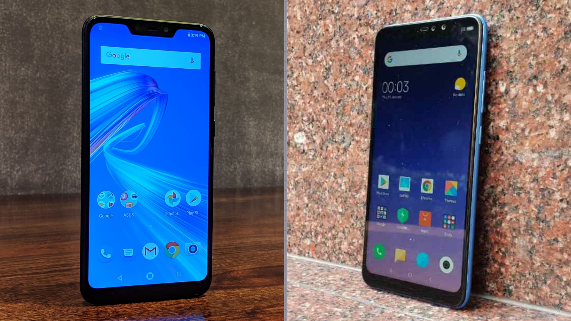 Asus Zenfone Max Pro M2 (left) vs Xiaomi Redmi Note 6 Pro (right)