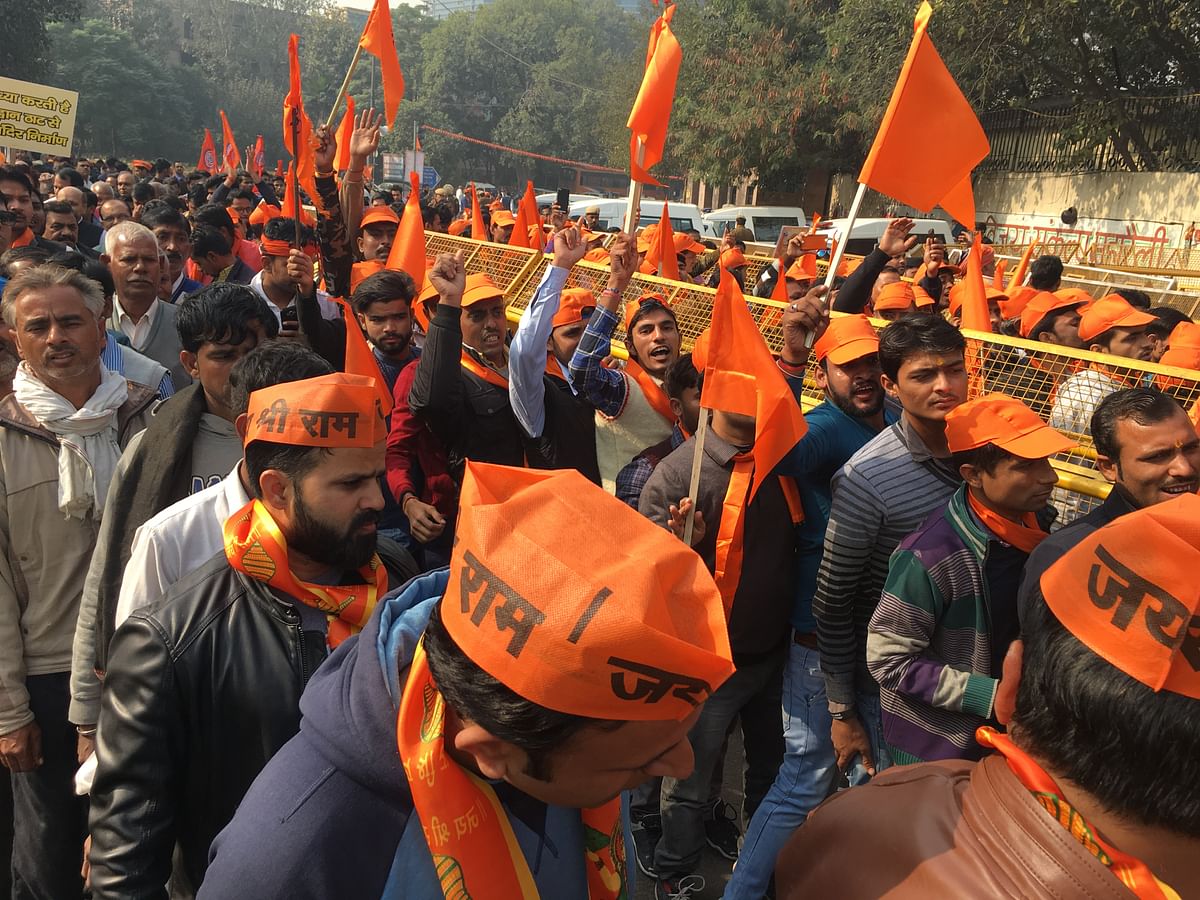 Supporters at VHP rally claimed, “building Ram temple in Ayodhya would resolve agrarian crisis and empower women”.