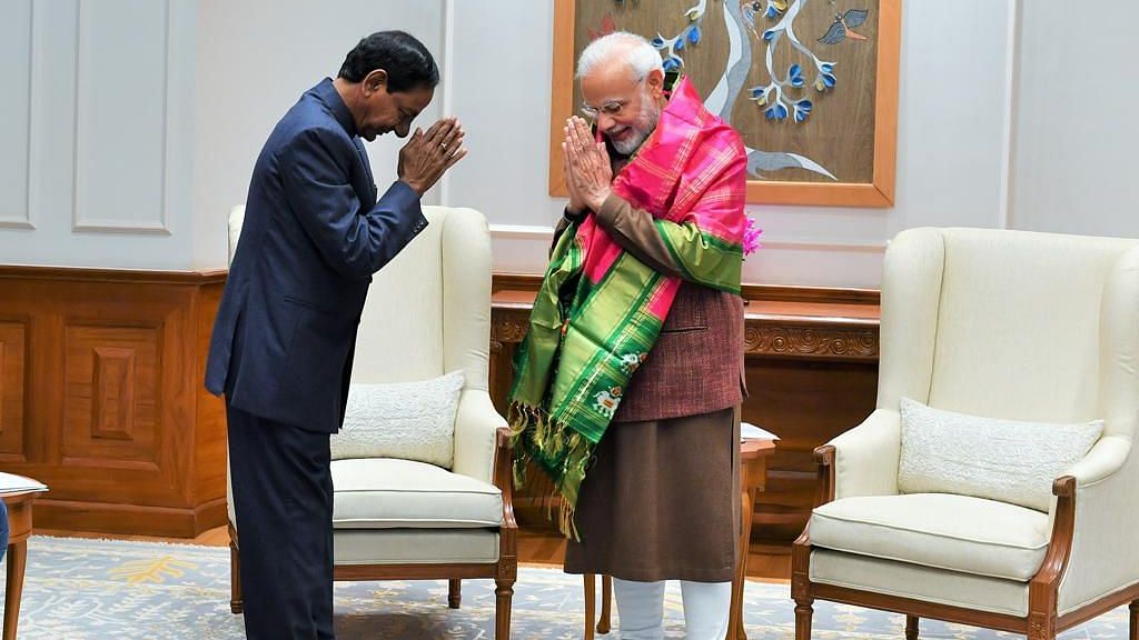 Telangana CM KCR with Prime Minister Narendra Modi.&nbsp;
