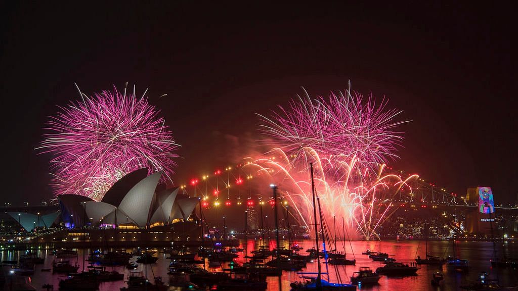 Fireworks explode over the Sydney Harbour during the New Year’s Eve celebrations in Sydney, on 31 December 2018.&nbsp; 