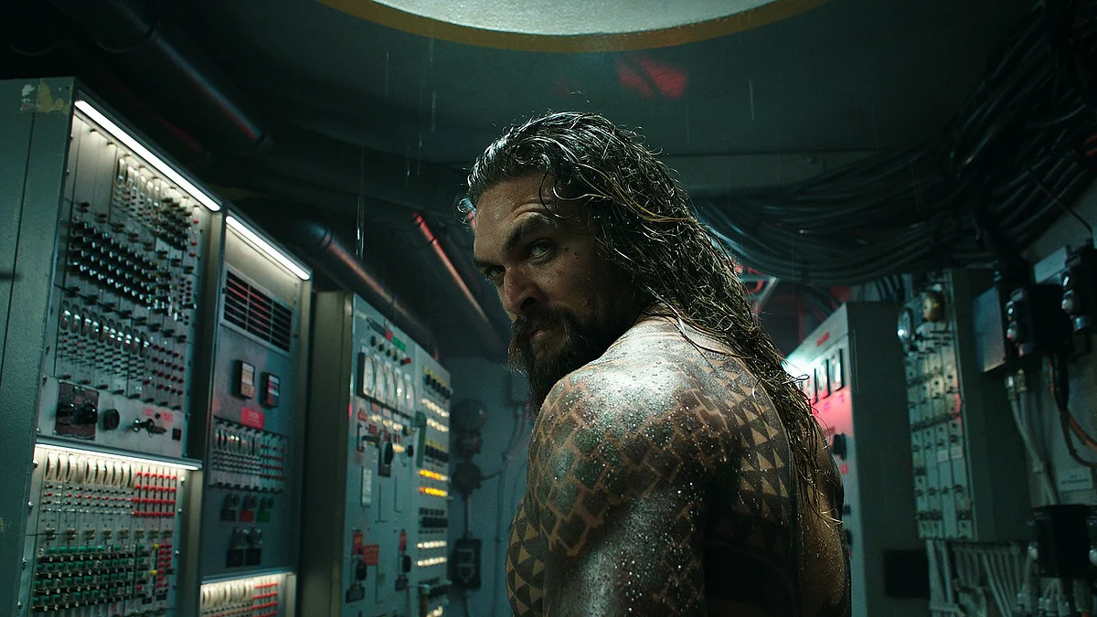 Jason Momoa in and as <i>Aquaman.</i>