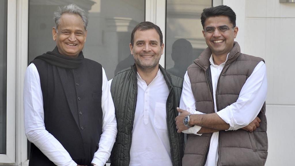 Rahul Gandhi with Ashok Gehlot and Sachin Pilot.