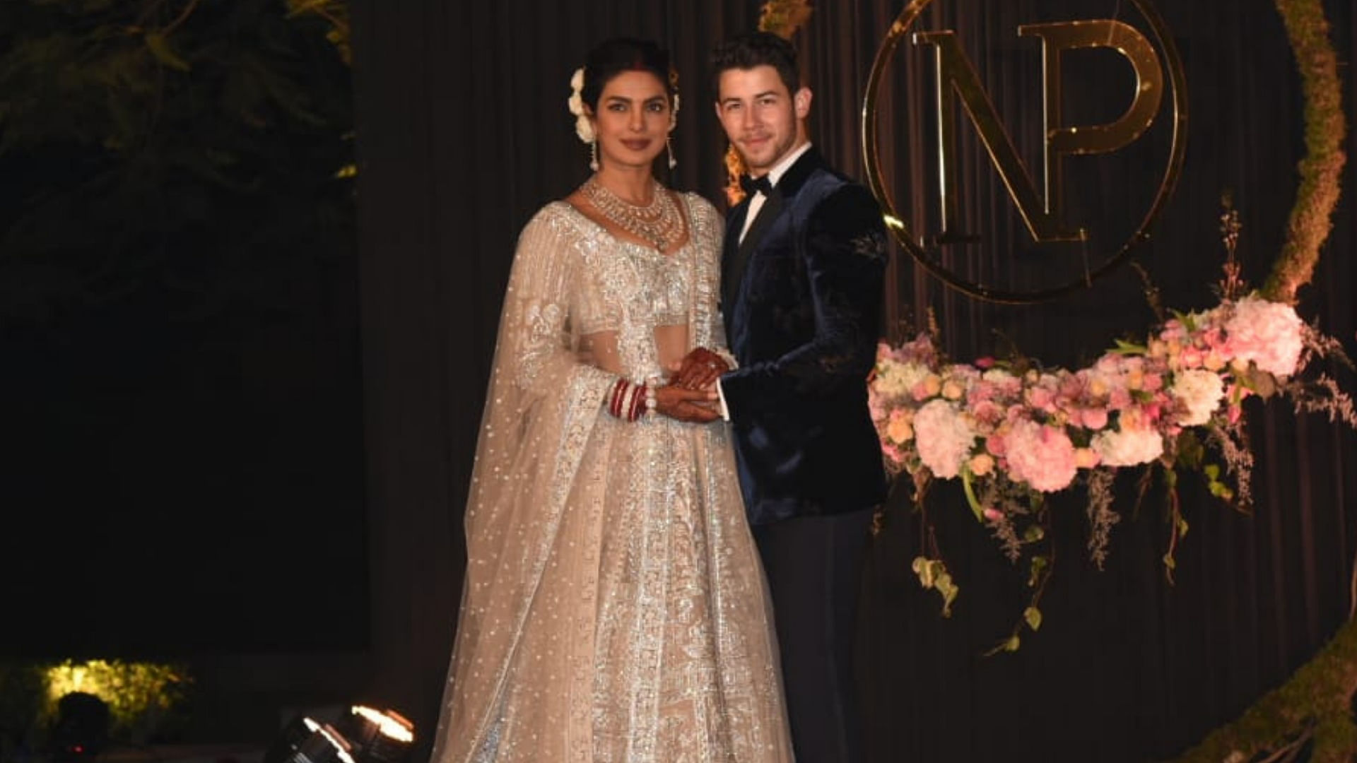 Priyanka Chopra and Nick Jonas at their wedding reception in Delhi.