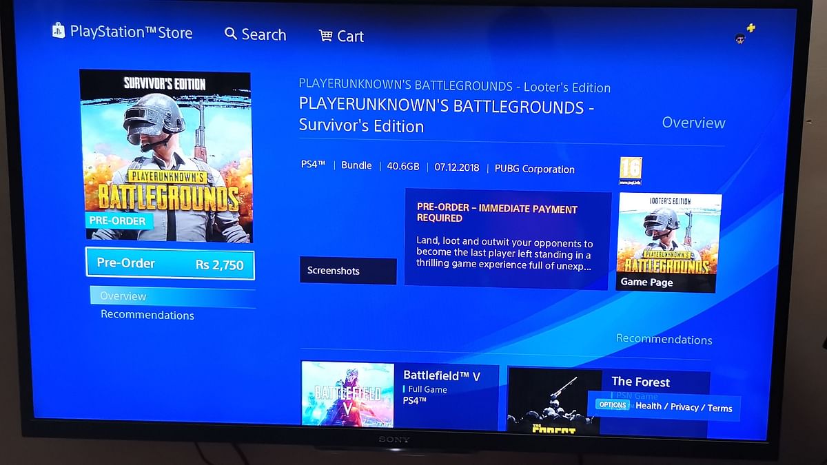 PUBG to be launched for PS4 on 7 December at Rs 1,999. Pre-order version on Playstation Store for Rs 2,750.