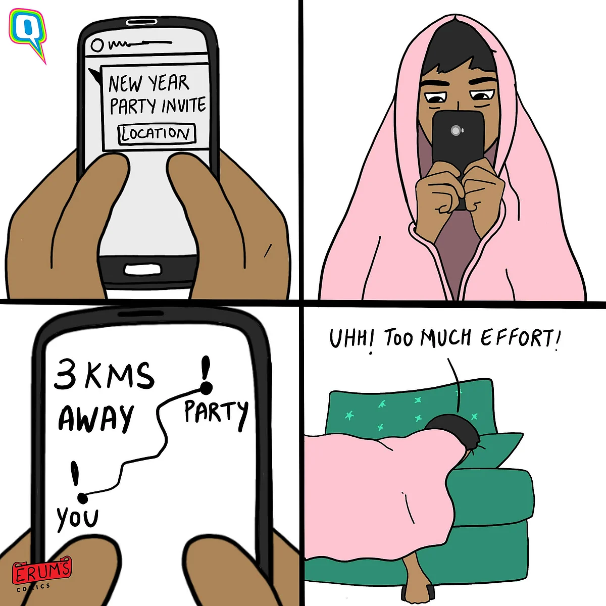 Erum’s Comics: 5 Types of Introverts at a New Year’s Party
