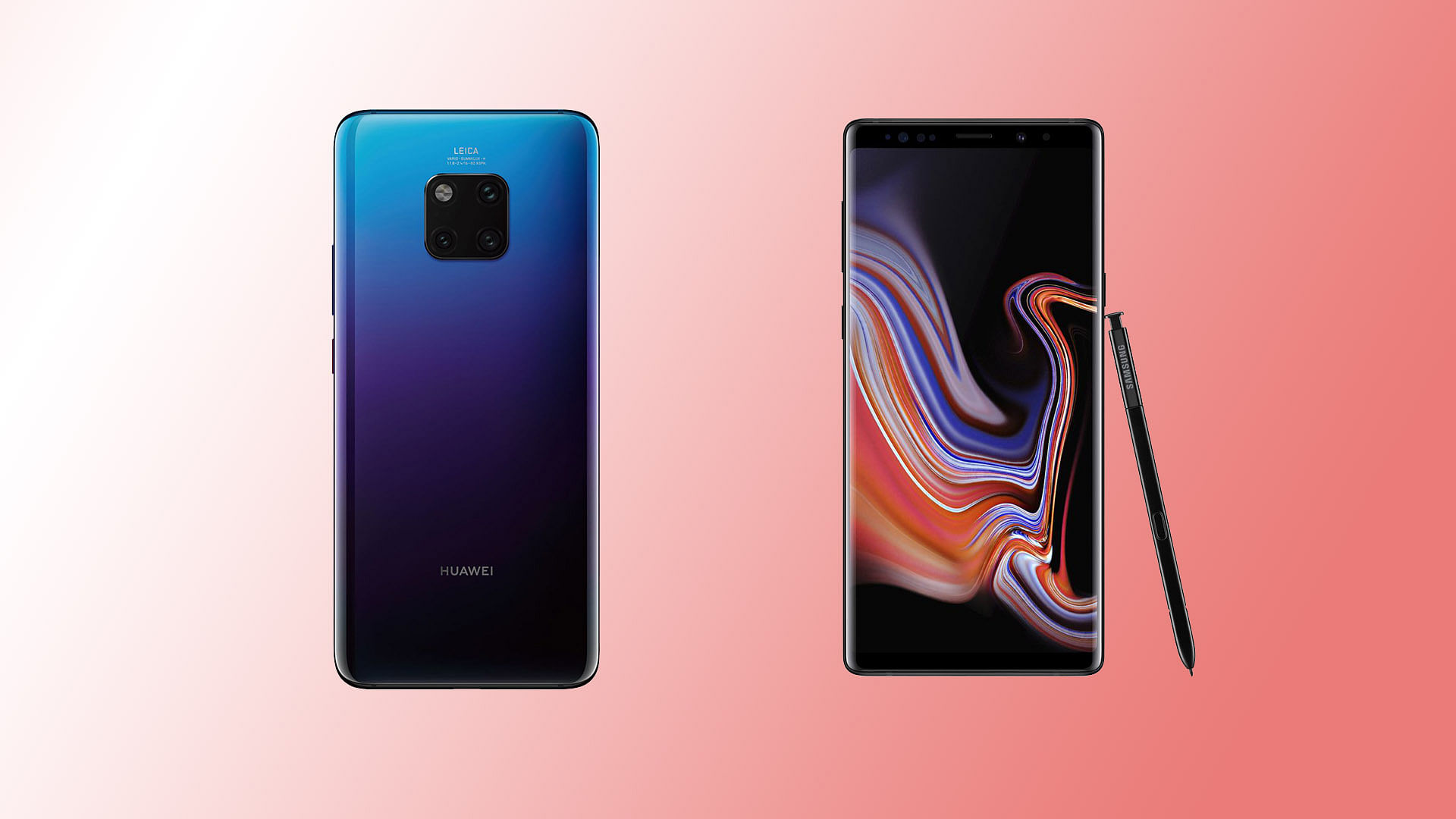 Huawei Mate 20 Pro (left) and Samsung Galaxy Note 9 (right)