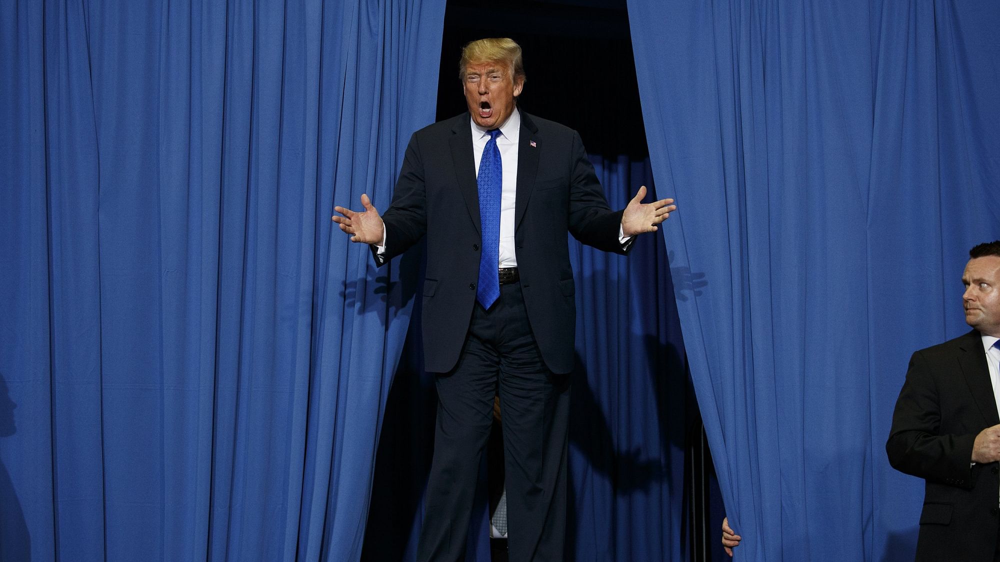 In this 2 October 2018 file photo, President Donald Trump arrives to speak at a campaign rally at the Landers Center Arena in Southaven.