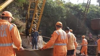 Rescue personnel works on as miners are trapped inside a coal pit filled with gallons of water in Meghalayas East Jaintia Hills district.&nbsp;