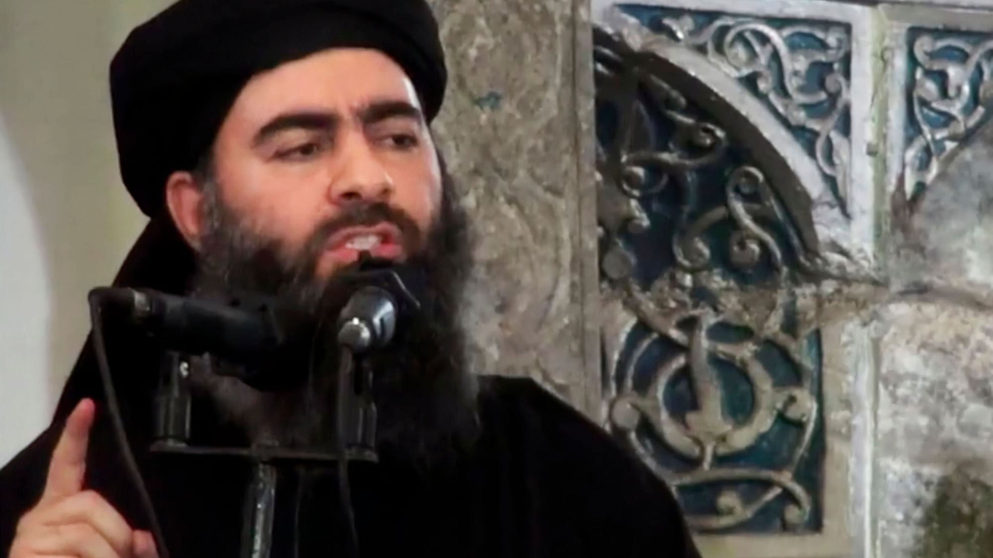 This picture is from a video posted on a militant website on 5 July, 2014 showing Abu Bakr al-Baghdadi, leader of the Islamic state group.