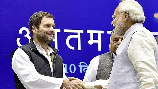 File image of Rahul Gandhi with PM Modi.