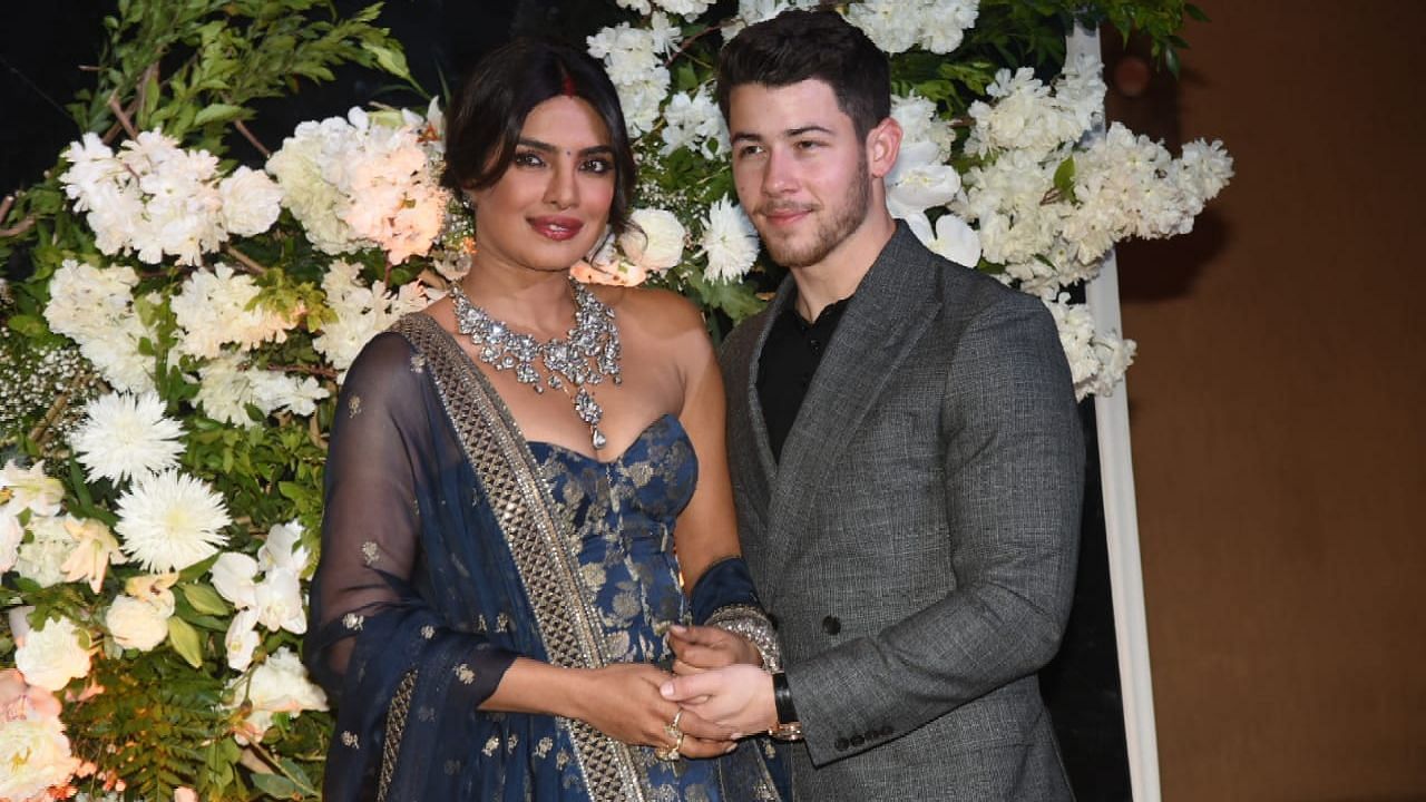 Nick Jonas and Priyanka Chopra at their first Mumbai reception