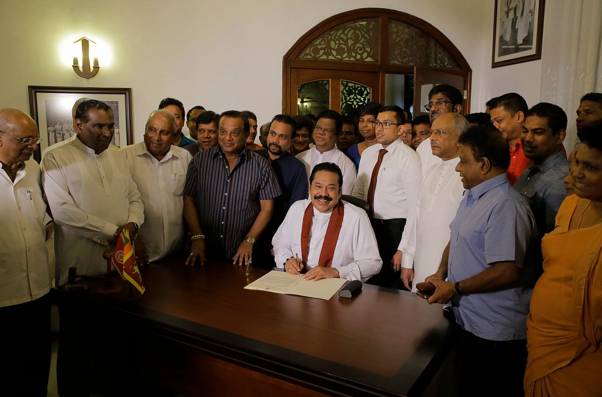 President Maithripala Sirisena had on 26 Oct removed PM Ranil Wickremesinghe and installed Rajapaksa in his place.