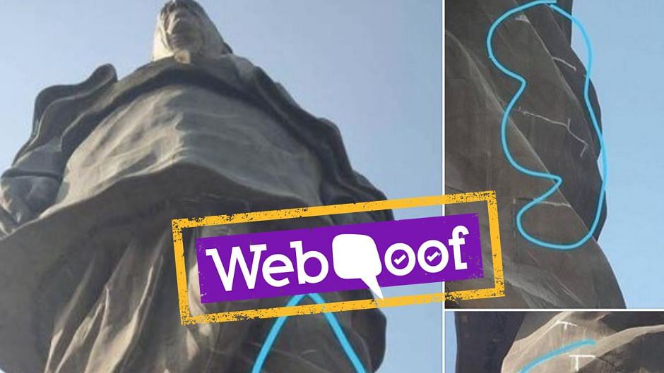 Social media posts suggest that Statue of Unity has developed cracks.