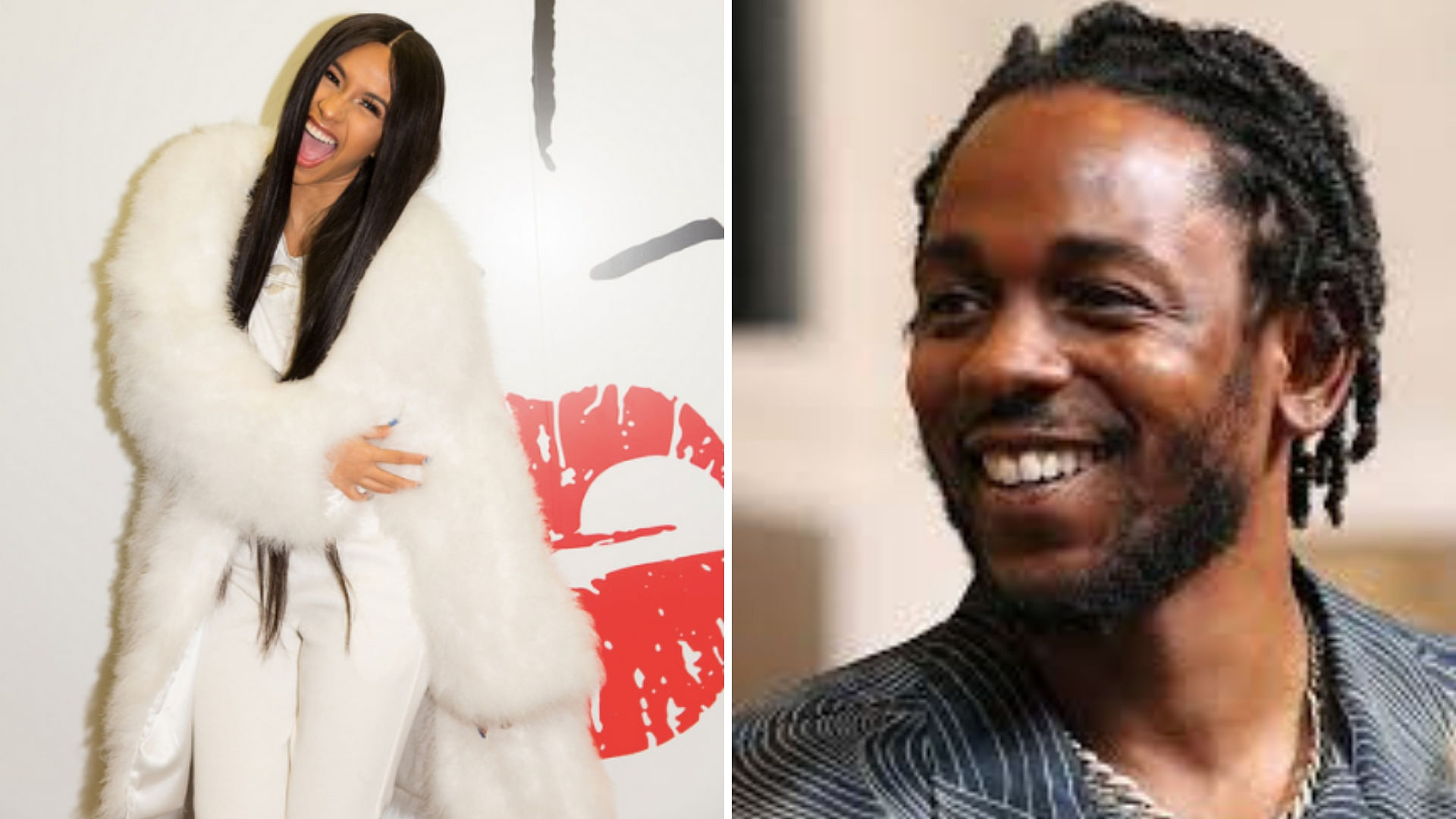 Cardi B and Kendrick Lamar leading in the list with maximum nominations.