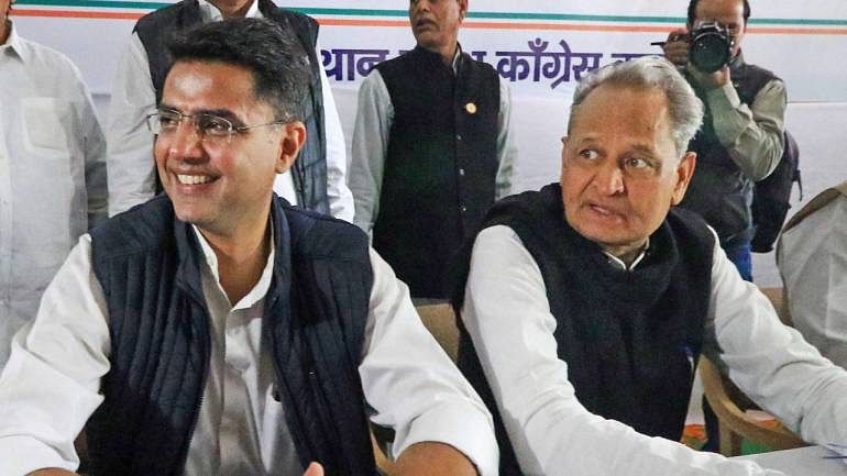 File image of Rajasthan Chief Minister Ashok Gehlot (R) with Deputy CM Sachin Pilot.&nbsp;