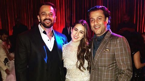 Sara Ali Khan with her directors Rohit Shetty and Abhishek Kapoor.