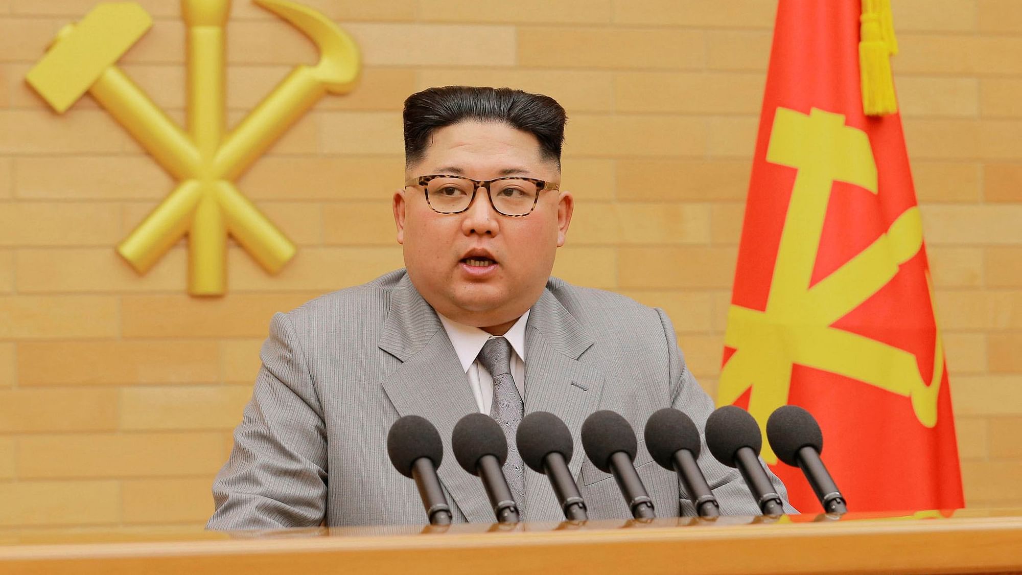 File image of North Korean leader Kim Jong-un delivering his 2018 New Year’s speech at an undisclosed place in North Korea.