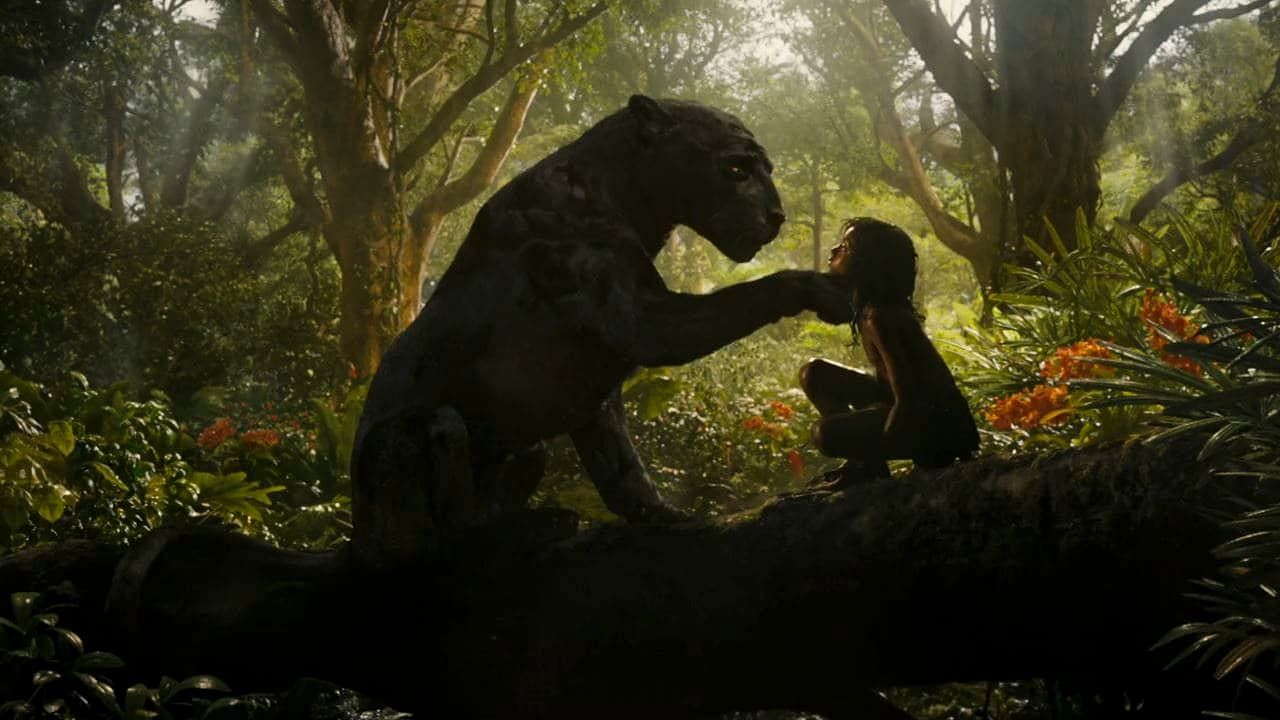 Rohan Chand as Mowgli with Christian Bale as Bagheera in Netflix’s <i>Mowgli.</i>